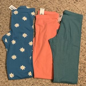 Old Navy Blue Floral, Coral, and Teal Leggings Set